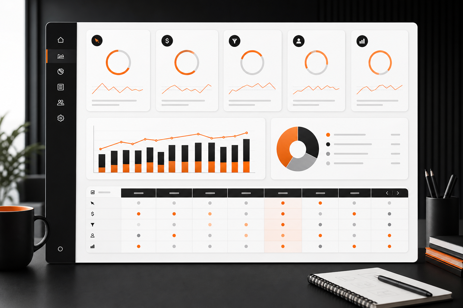 Orange and Black Google Ads Budgeting Analytics concept