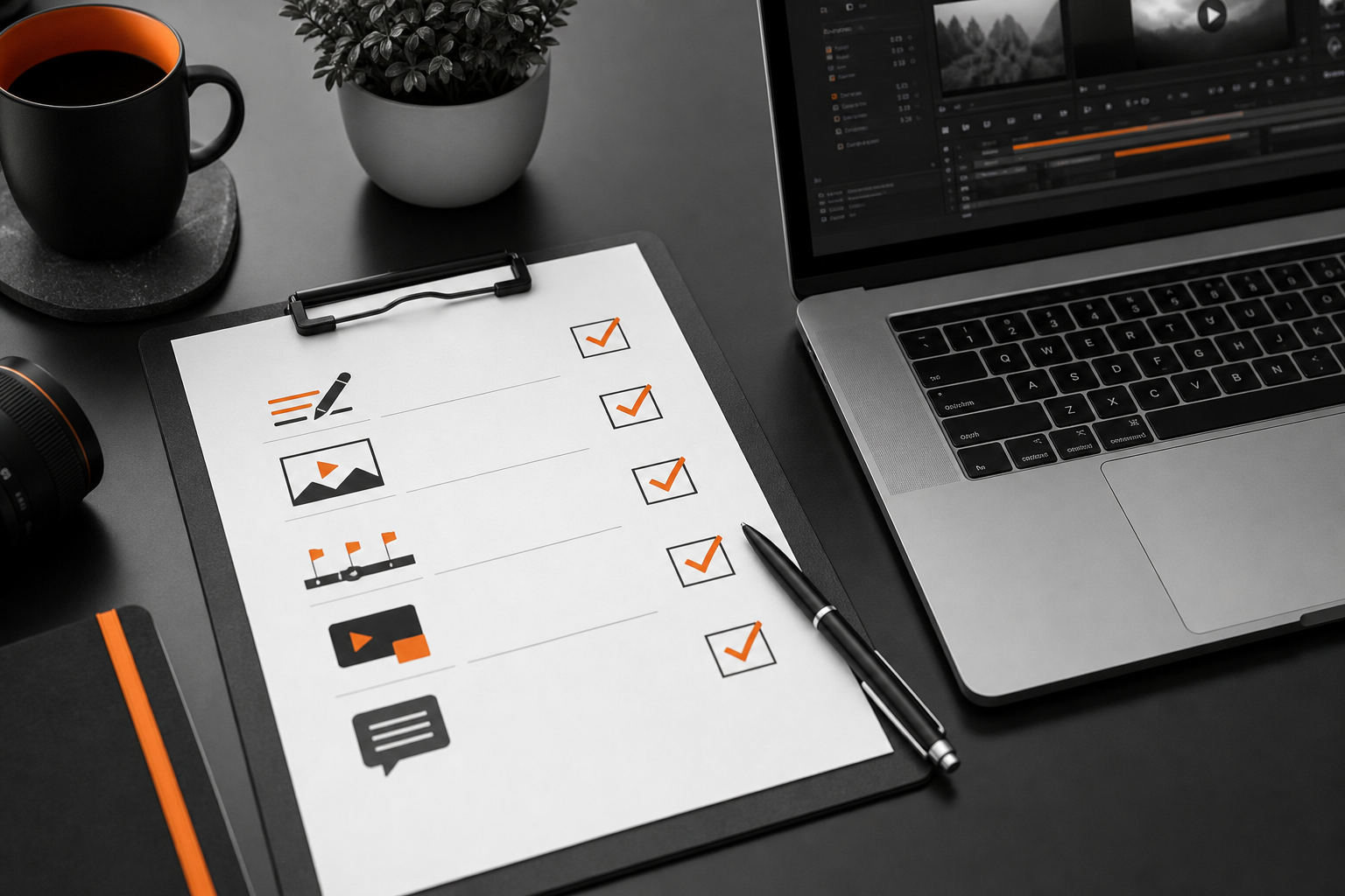 Orange and Black Youtube More Views Video Checklist