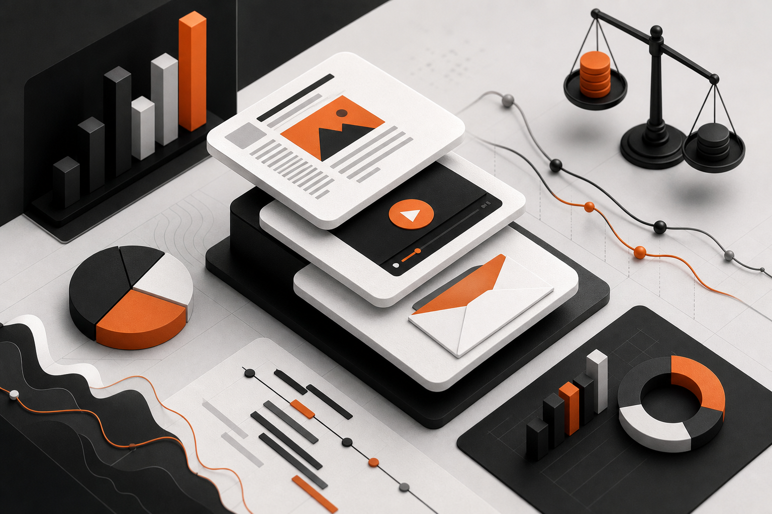 Orange and Black  Content Agency Pitch Deck asset KPIs