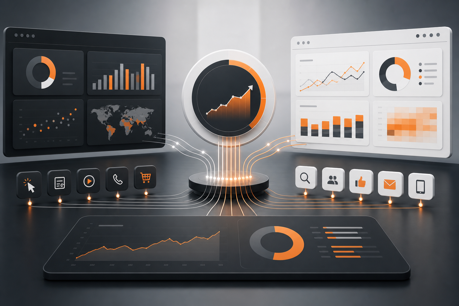 Orange and Black Landing Page Conversion Analytics