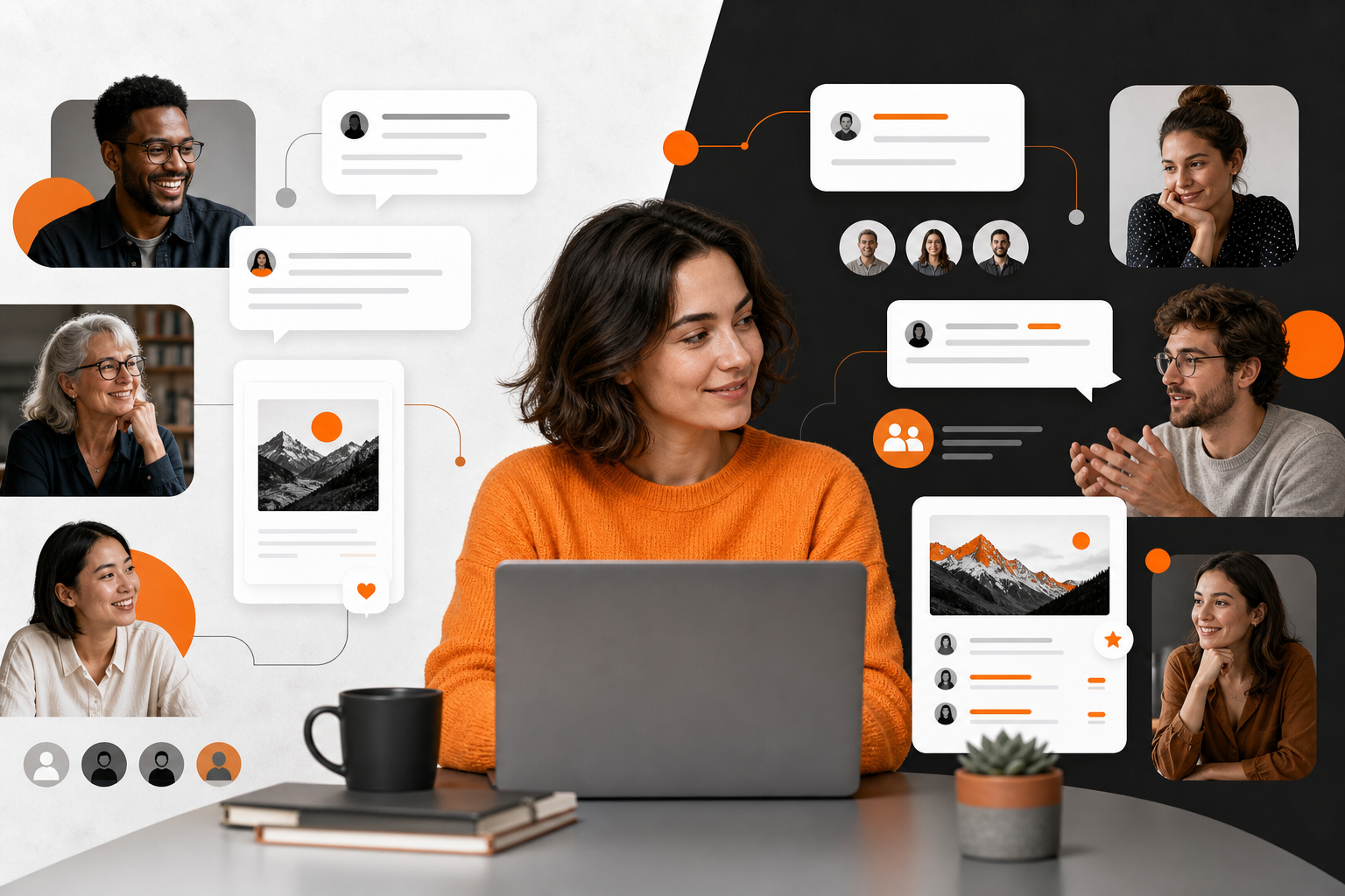 Orange and Black Substack Illustration