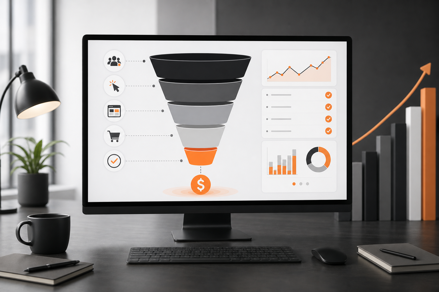 Orange and Black Google Ads Conversion Tracking Dashboard