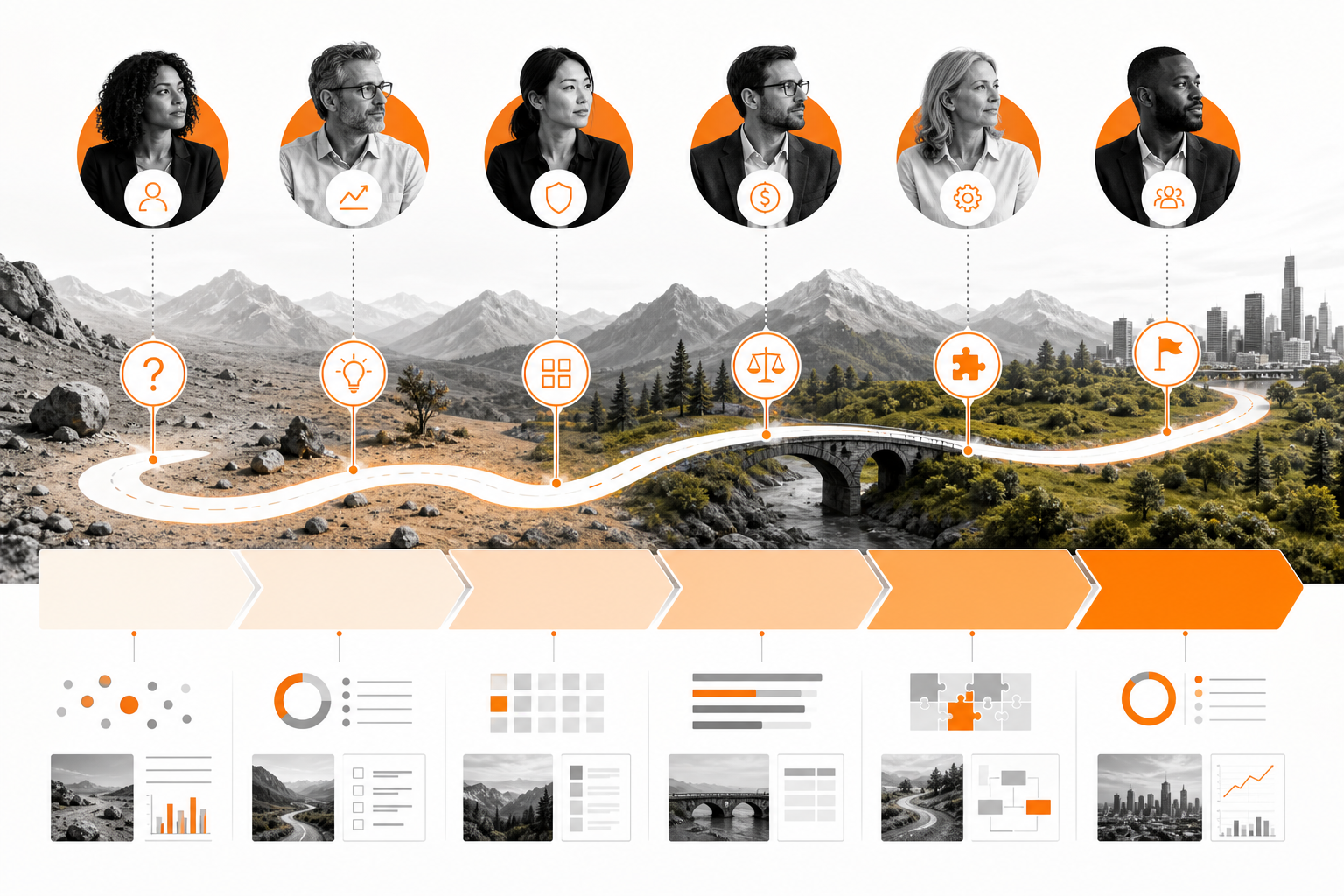 Visual representation of B2B buying committee journey and search intents