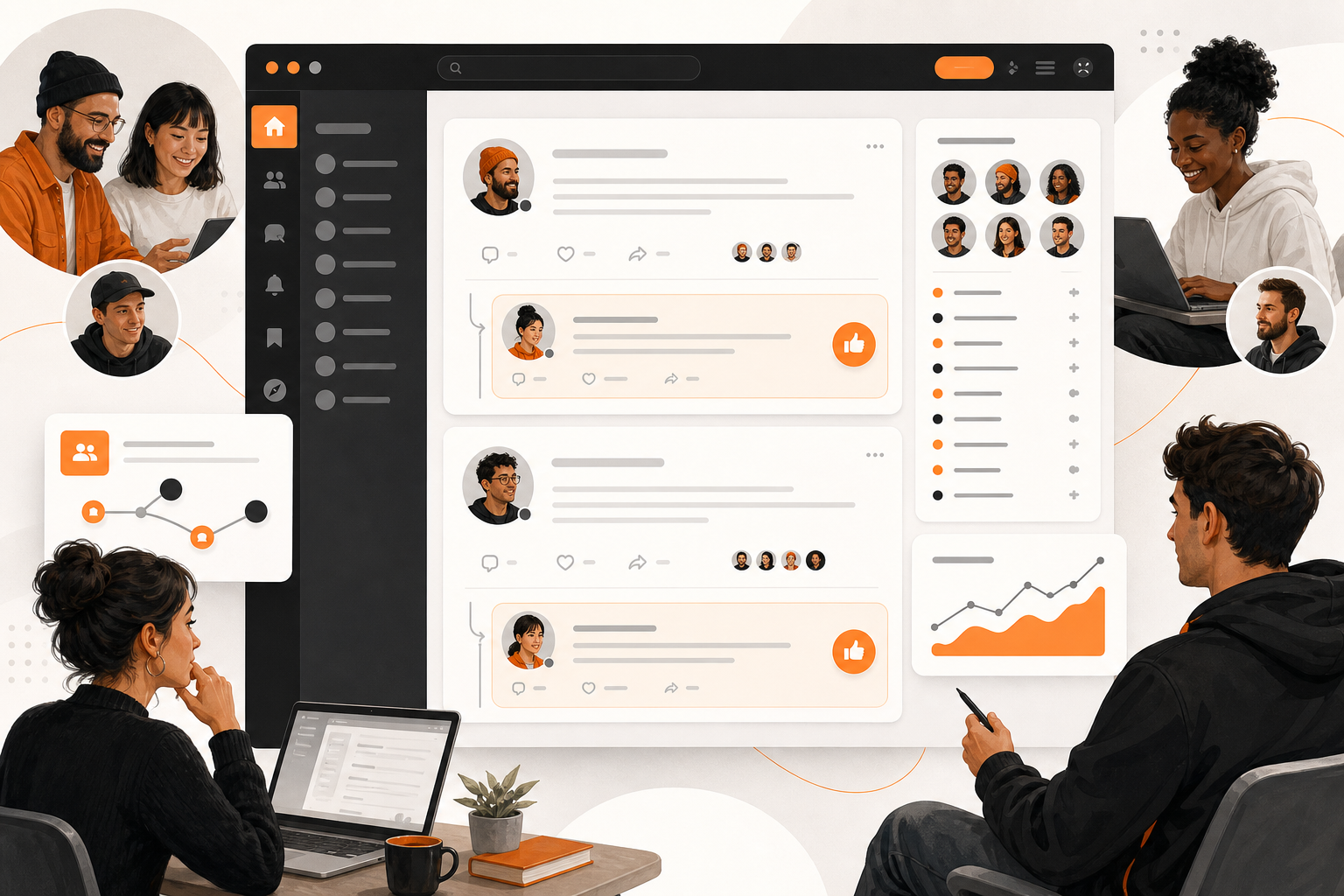 Orange and Black Zero-budget Growth Hacking Community