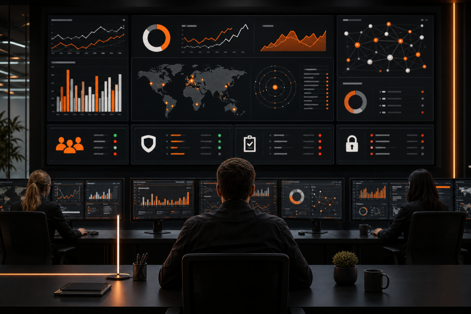 Orange and Black AI Marketing Roadmap Performance Dashboard