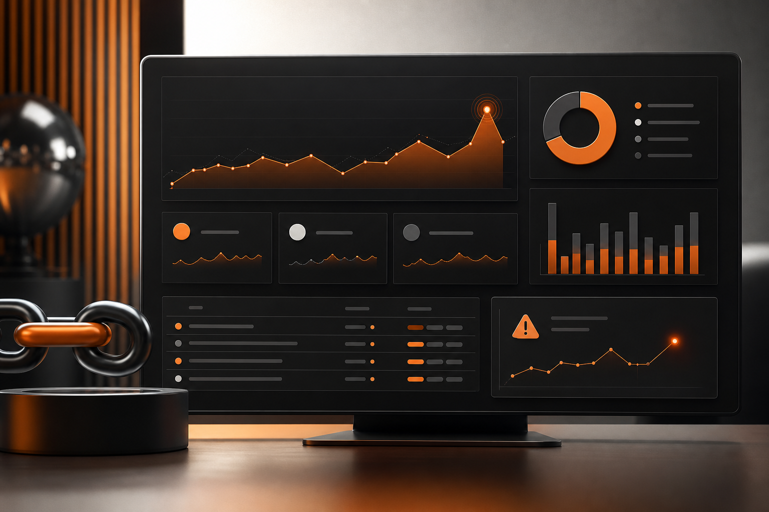 Orange and Black Trackable Vanity Links tracking dashboard