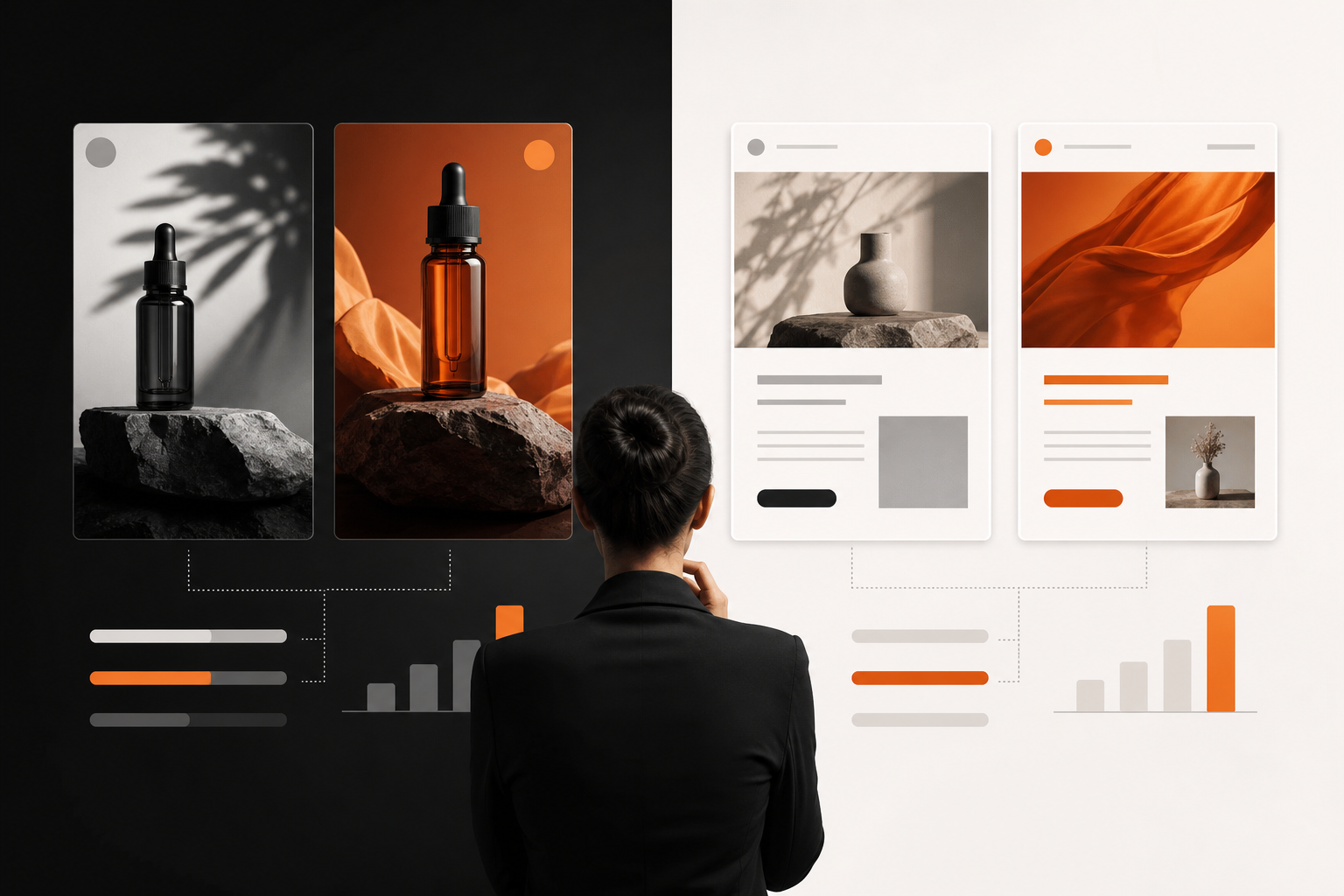 Orange and Black A/B testing creative variations