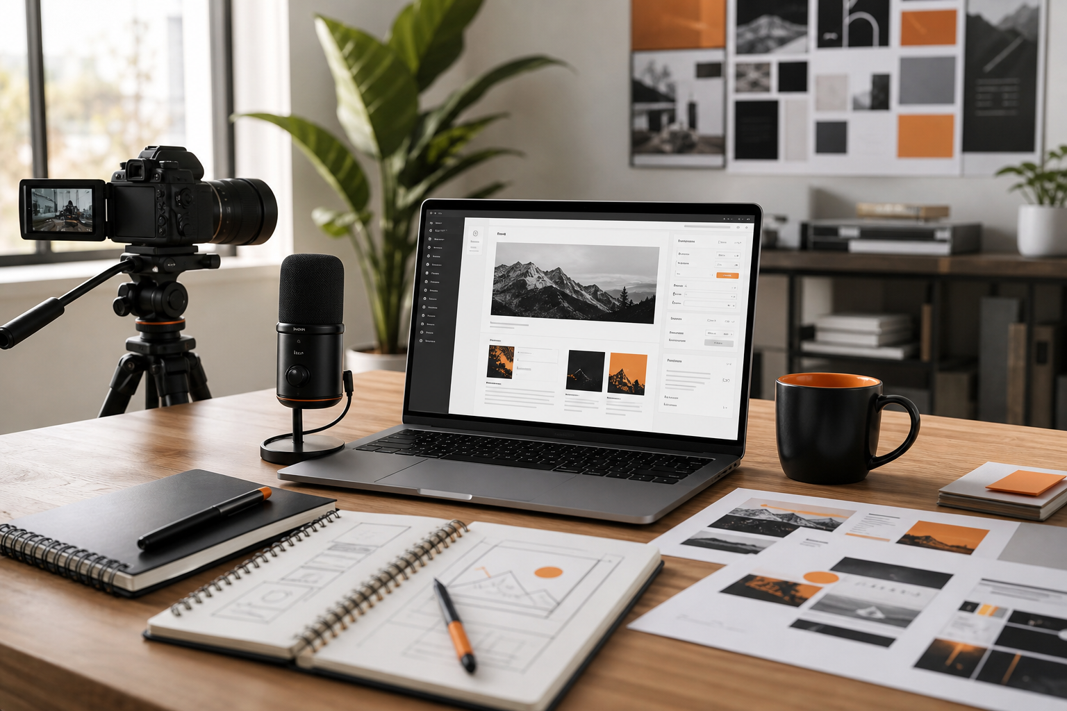 Orange and Black Content Marketing Services Workspace