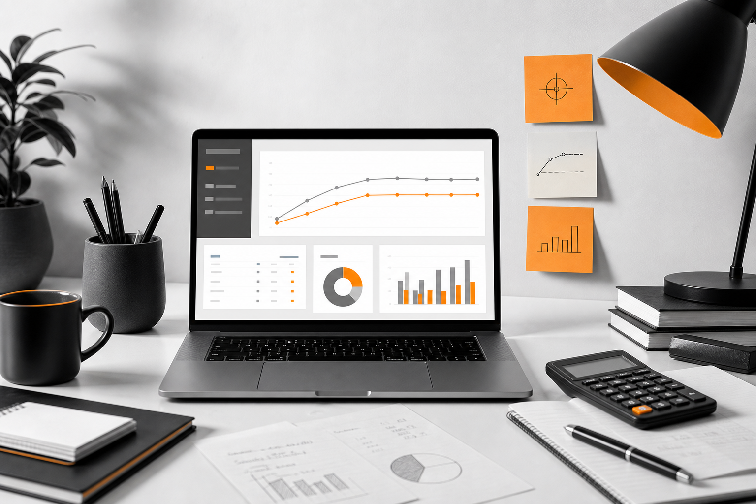 Orange and Black Google Ads Budgeting Workspace