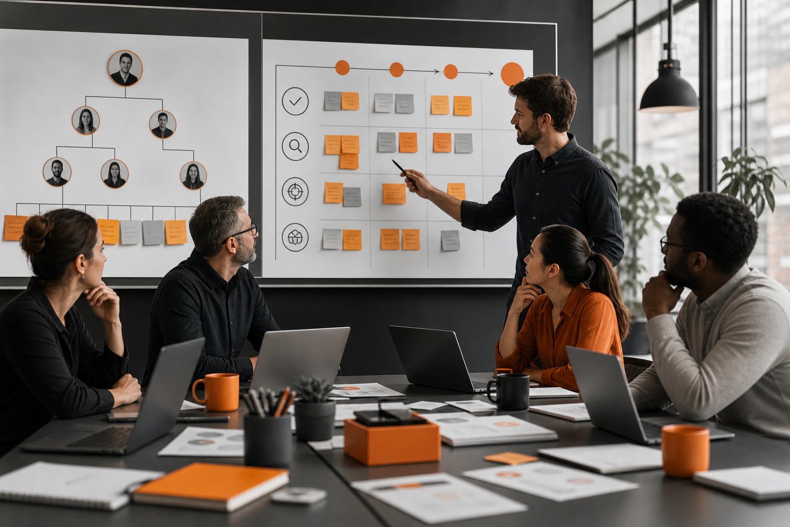 Marketing and sales team collaborating on BOFU-focused B2B SEO planning
