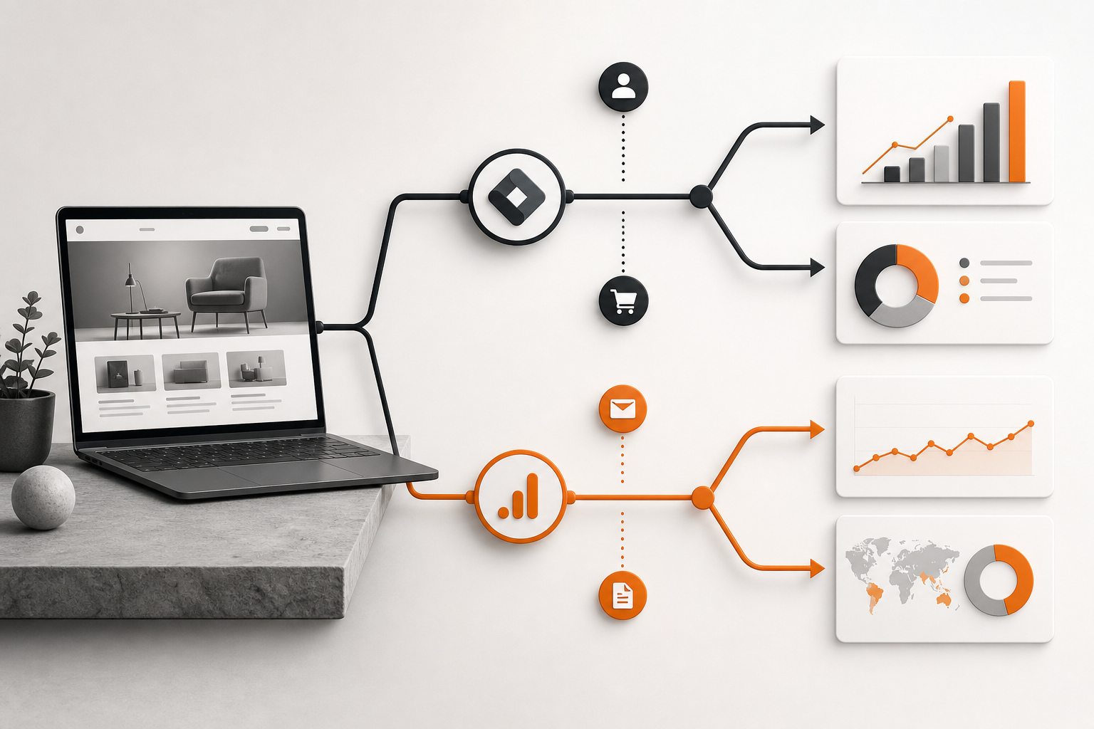 Orange and Black Google Ads Conversion Tracking Visual Map