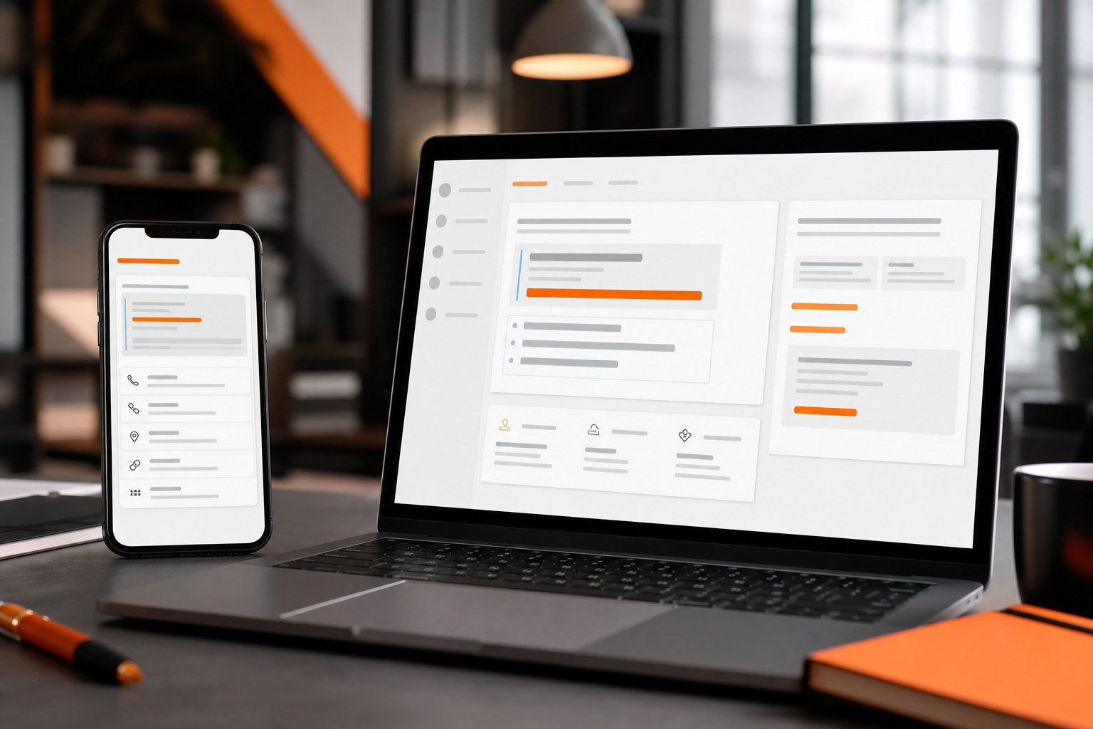 Orange and Black Google Ads Campaign Setup assets layout