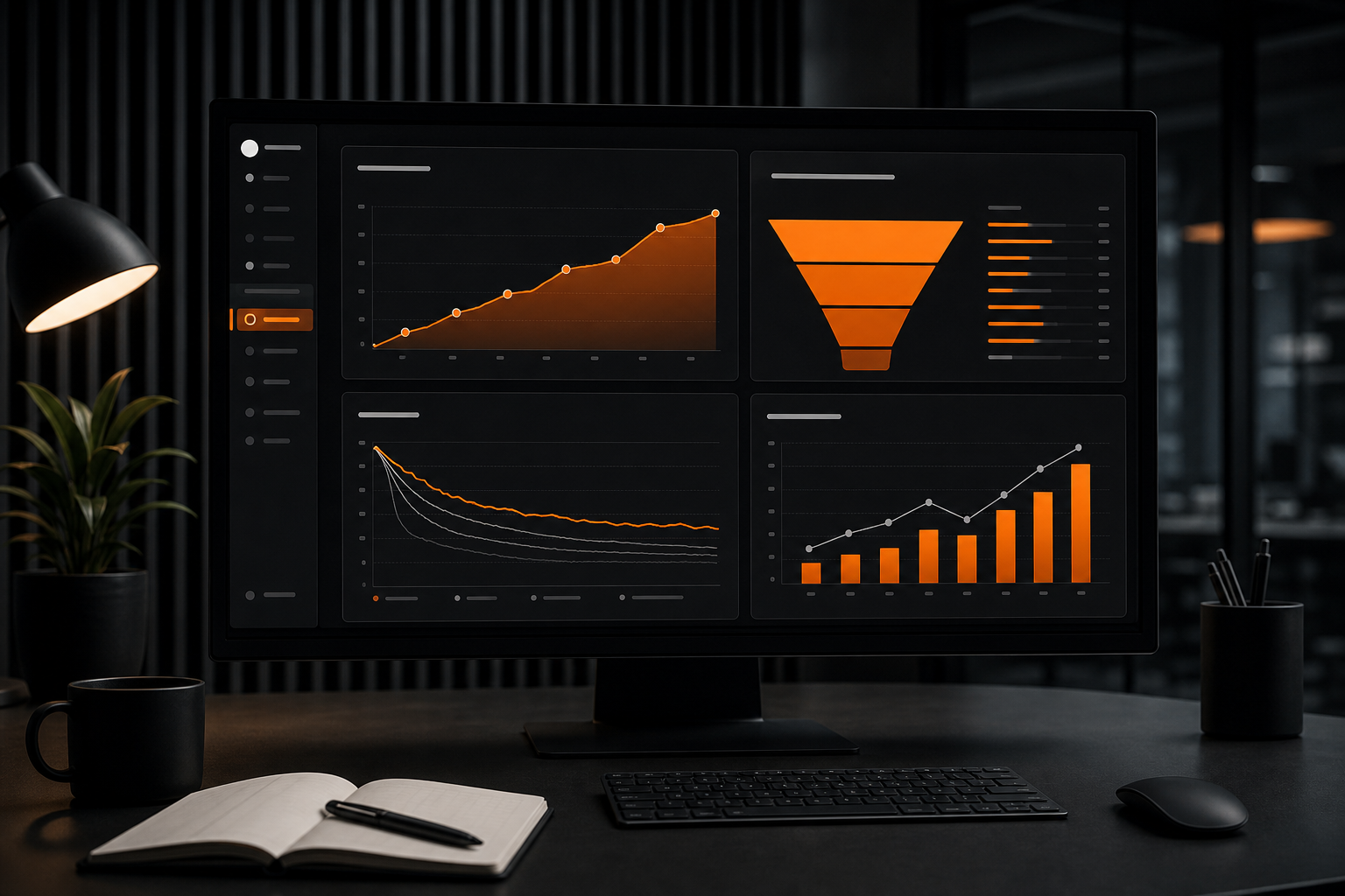 Orange and Black Growth Hacking KPI view
