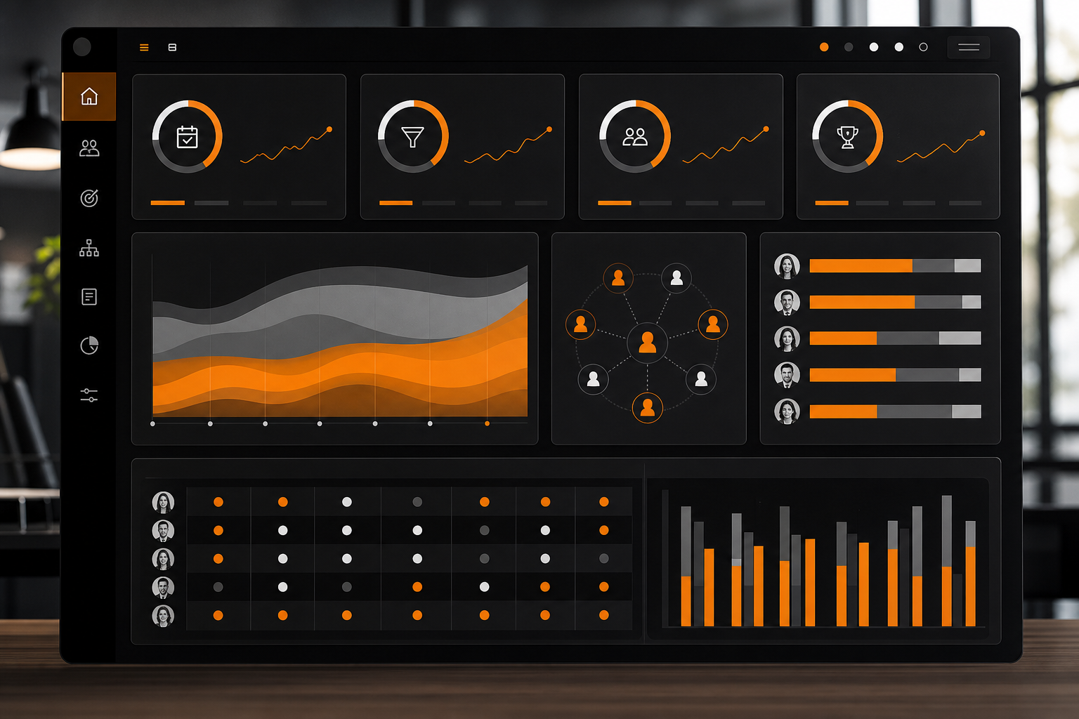 Orange and Black Contact Persona Analysis dashboard