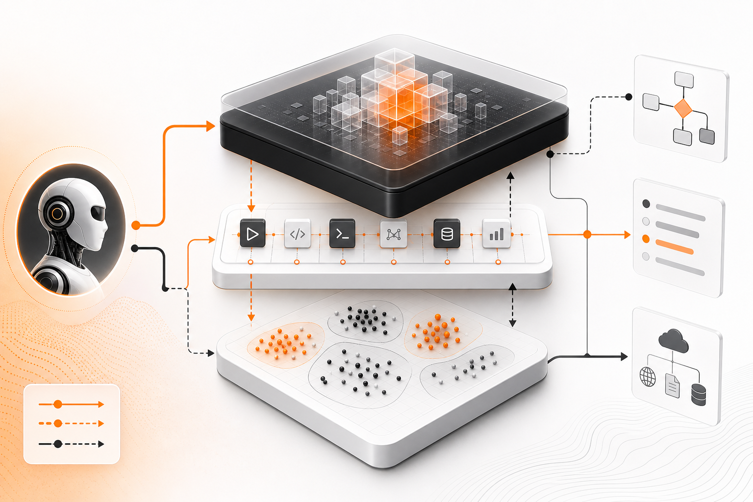 Orange and Black Agentic AI Memory Architecture diagram