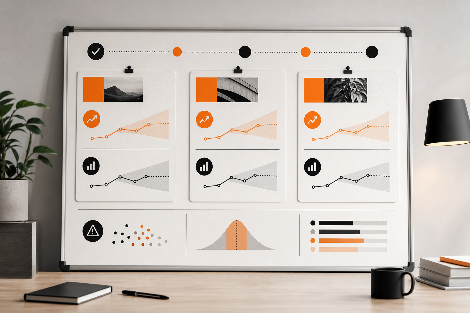 Orange and Black Content Marketing Agency tests board