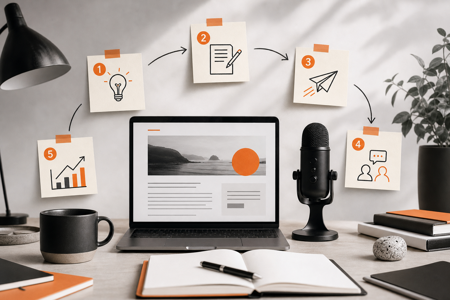 Orange and Black Substack Step-by-step Creator Workflow