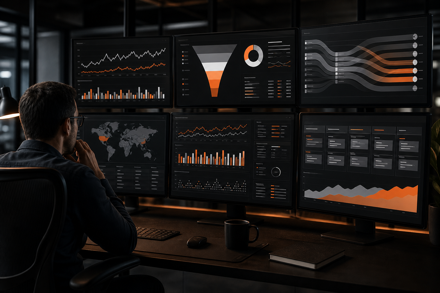Orange and Black Content Marketing Services Analytics