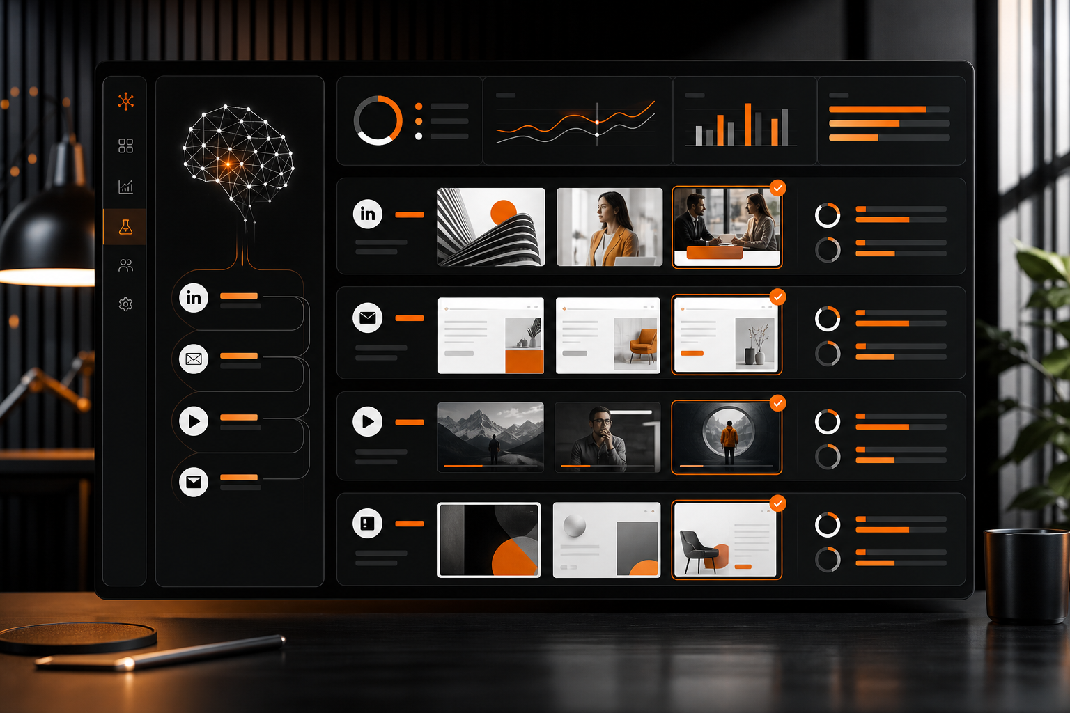 Orange and Black AI vs Human Dashboard