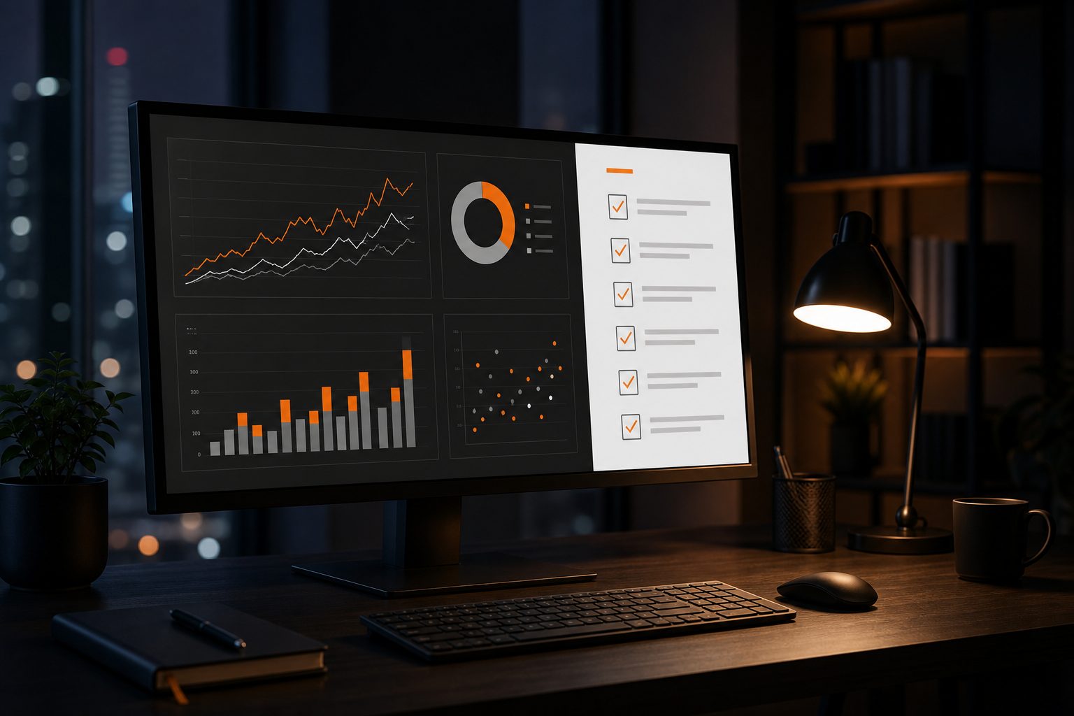 Orange and Black Google Ads Campaign Setup Analytics dashboard