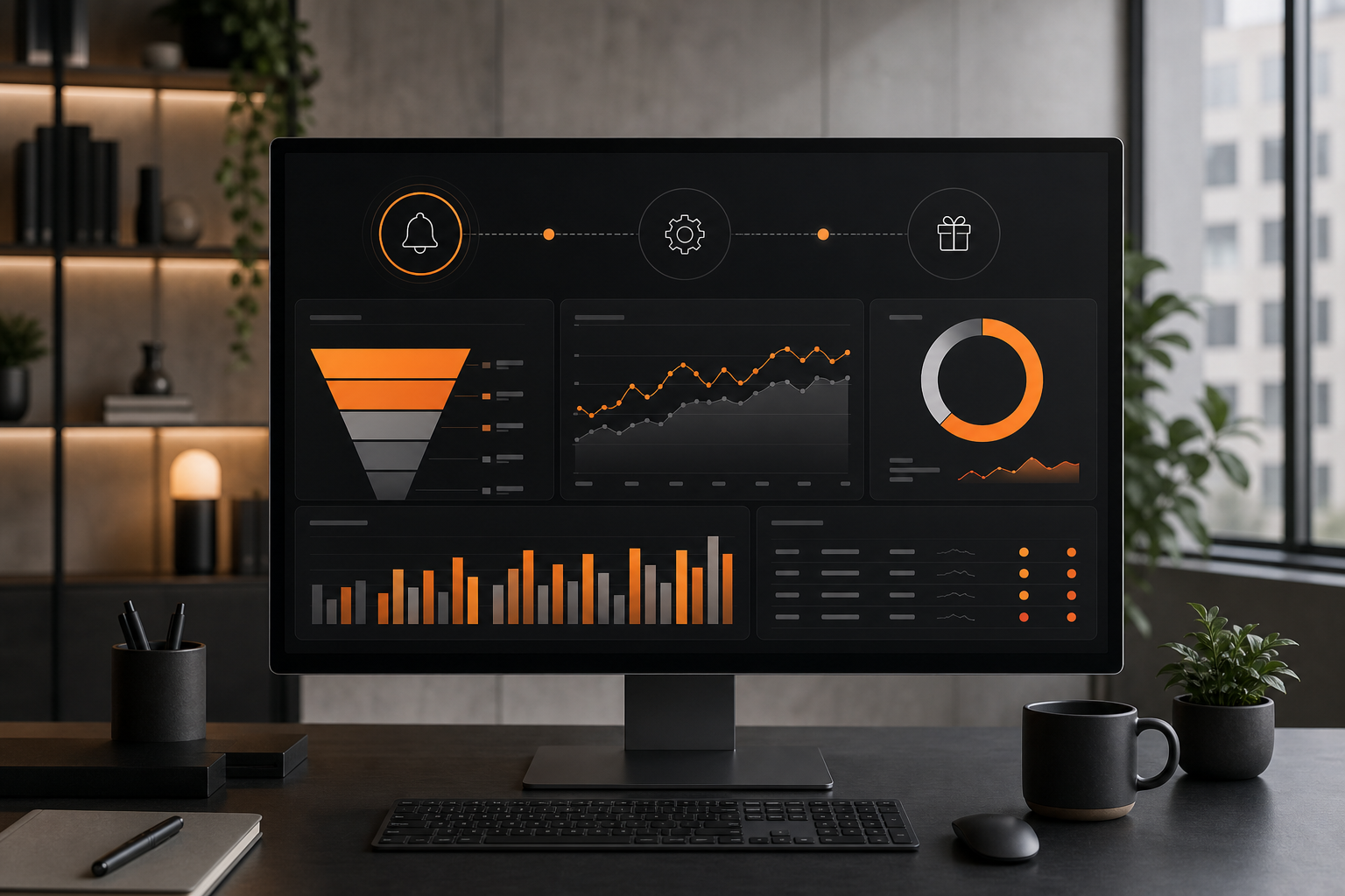 Orange and Black Retention-driven Growth Strategy Metrics