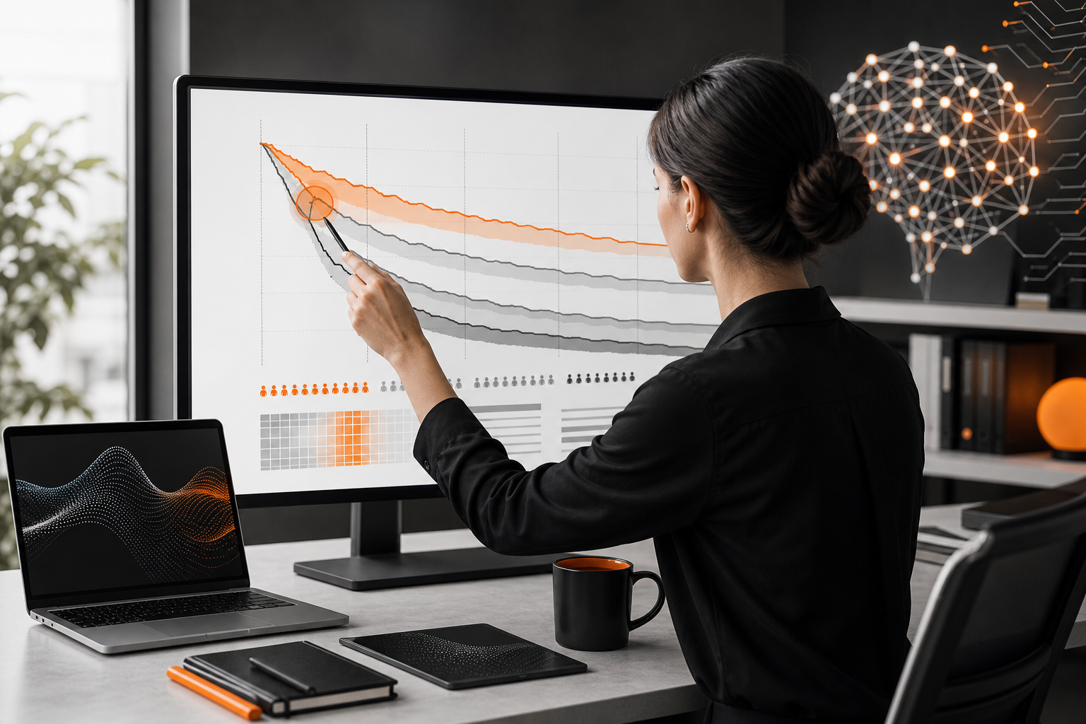 Orange and Black Retention-driven Growth Strategy Curve