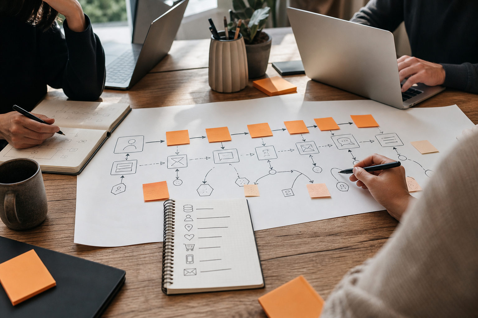Orange and Black AI Marketing Automation map
