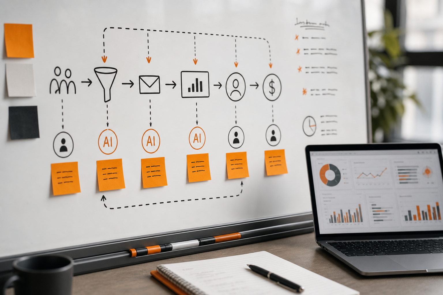 Orange and Black AI marketing Close-up sketch