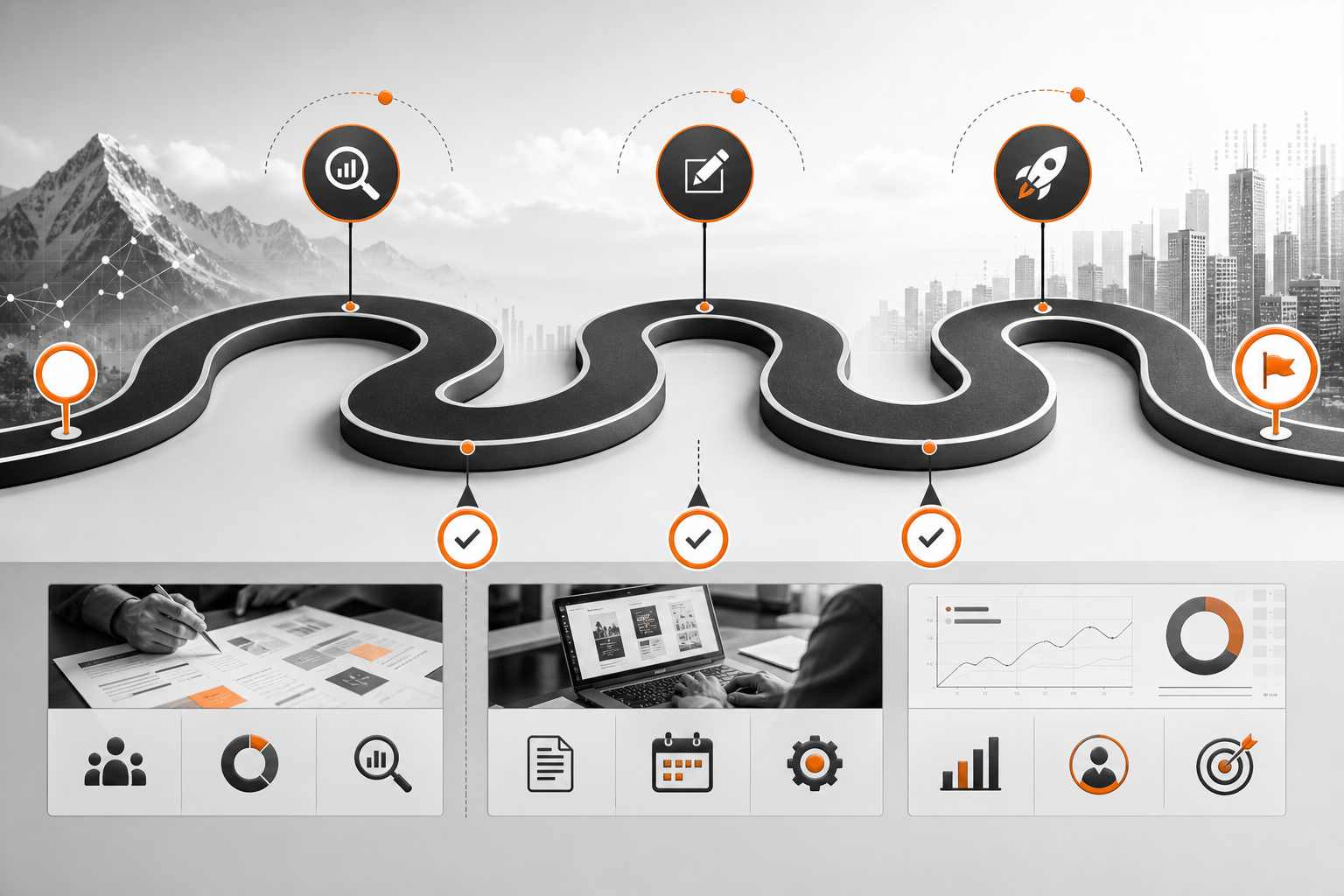 Orange and Black Content Marketing Agency Roadmap