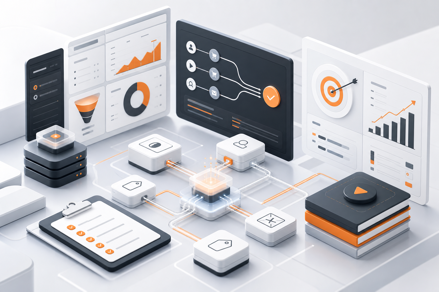 Orange and Black Google Ads Launch Checklist Analytics