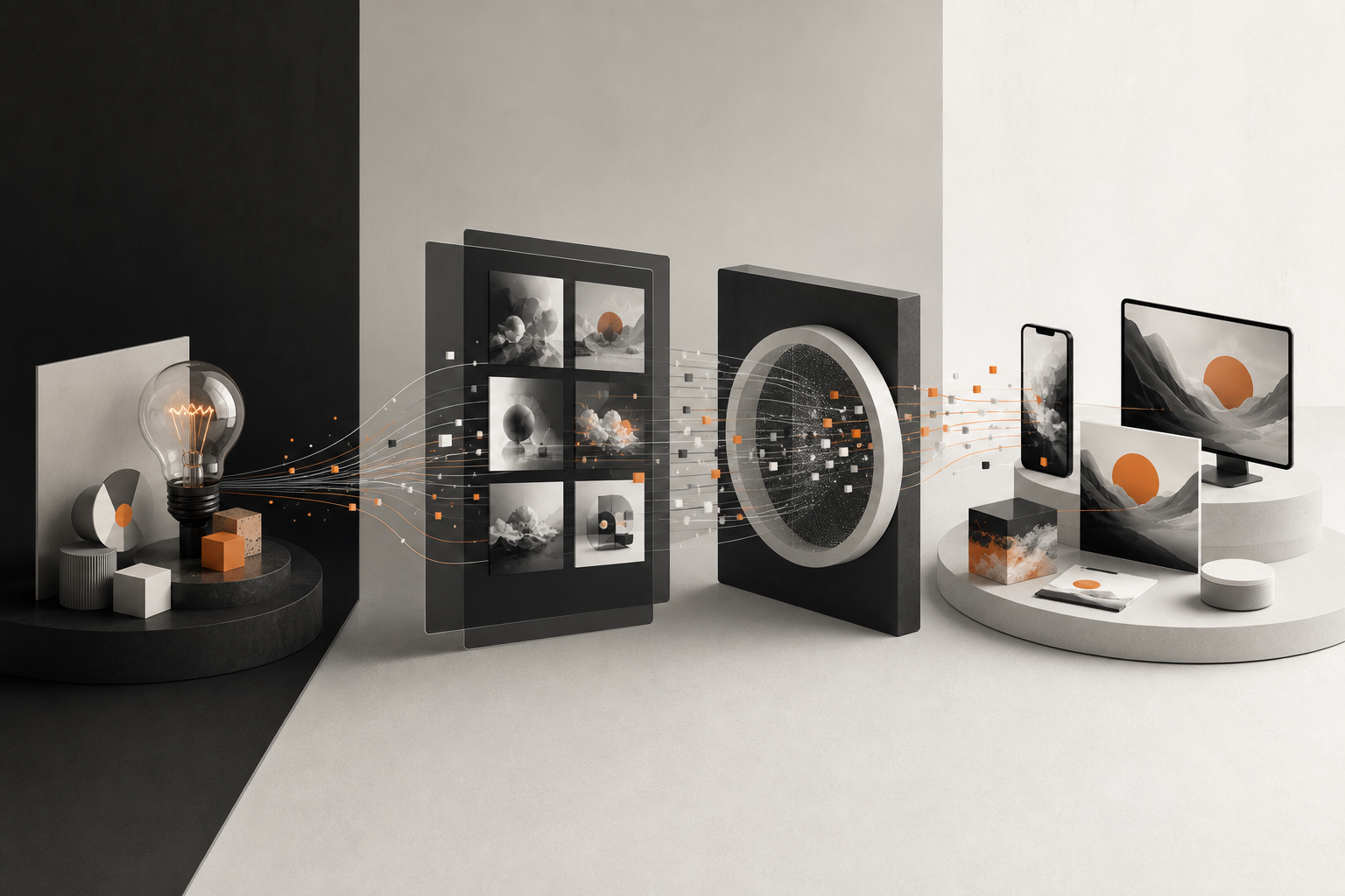 Orange and Black AI vs Human Abstract pipeline 