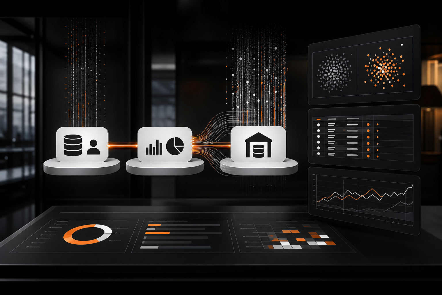 Orange and Black AI Marketing Roadmap Visualization