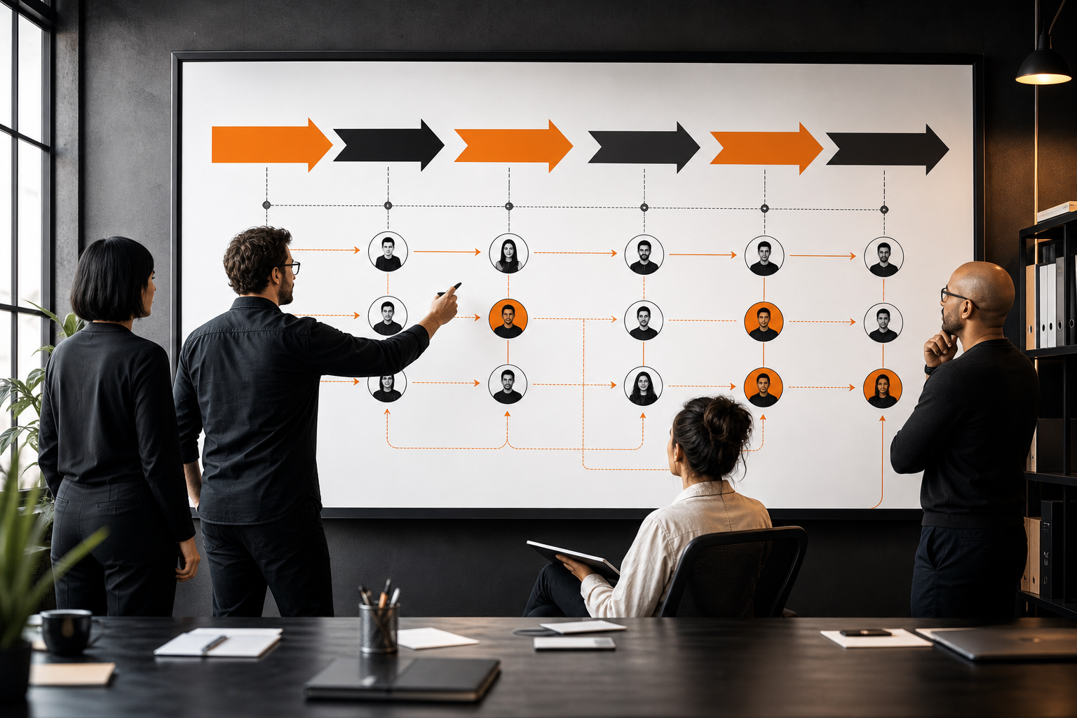 Orange and Black Content Operations for Agencies roles map