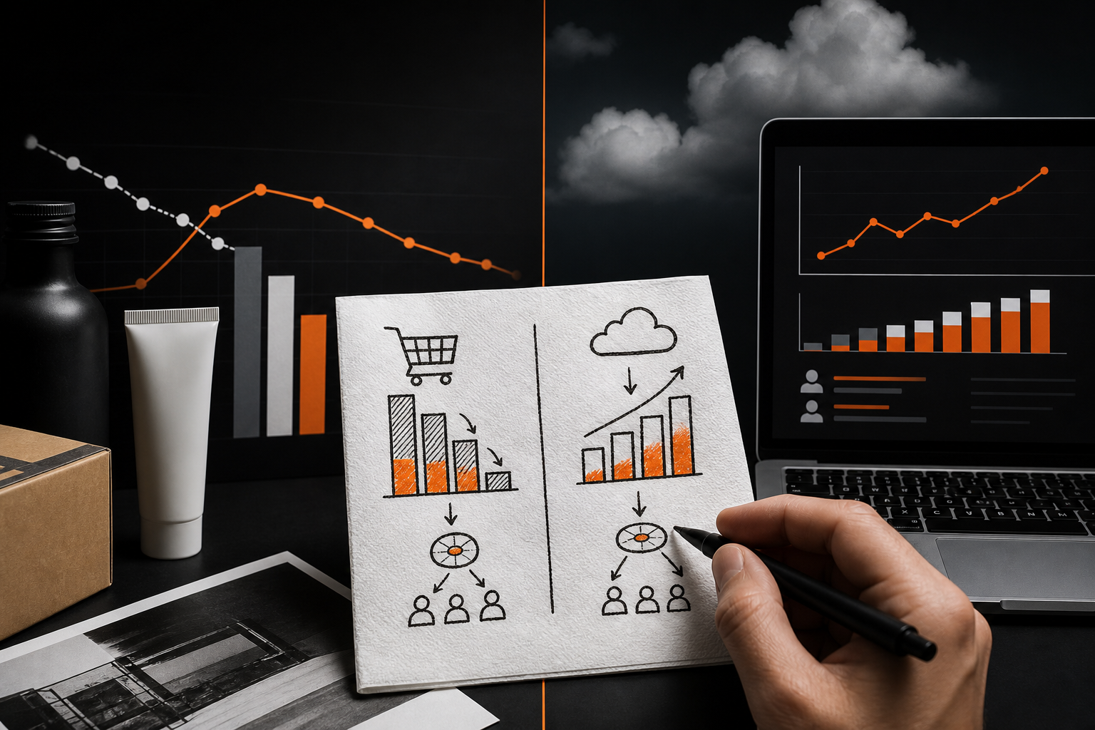 Orange and Black Performance Marketing Visualization