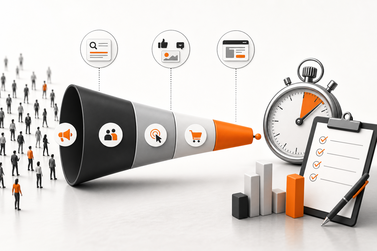 Orange and Black PPC Agency Visual Concept