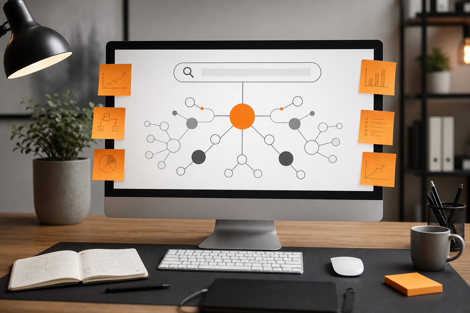 Orange and Black Google Ads Campaign Setup Workspace
