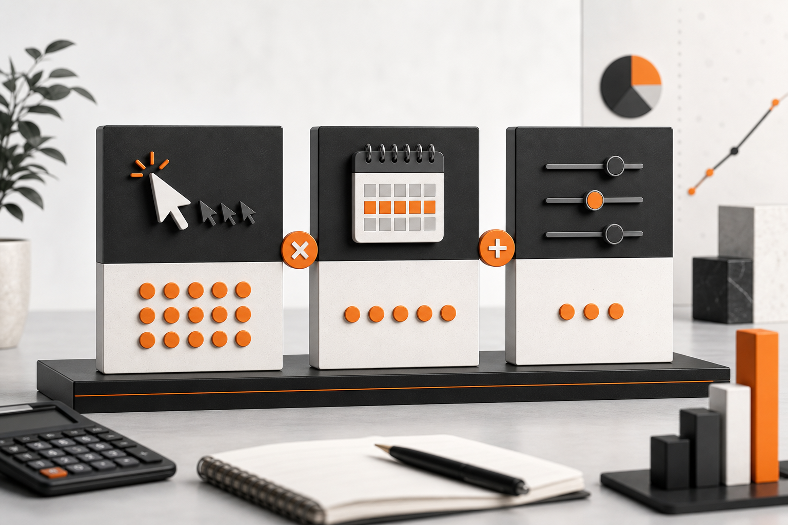 Orange and Black Google Ads Budgeting Diagram
