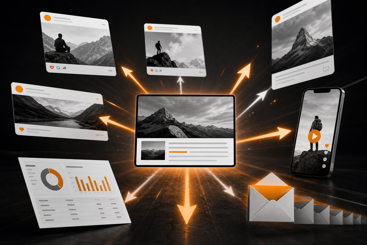 Orange and Black Upload Blog Marketing Post