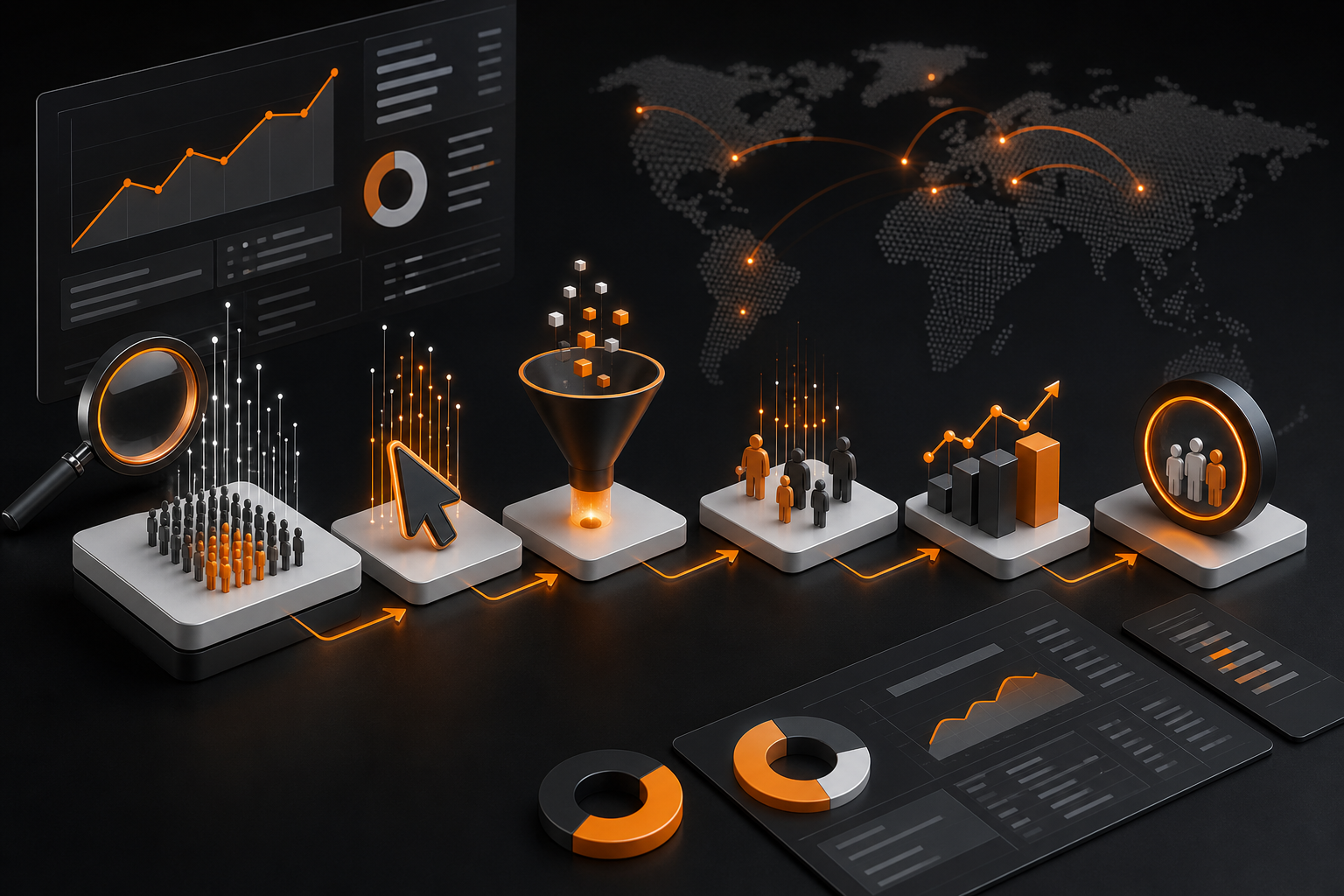 Analytics flow from SEO metrics to pipeline in an enterprise dashboard