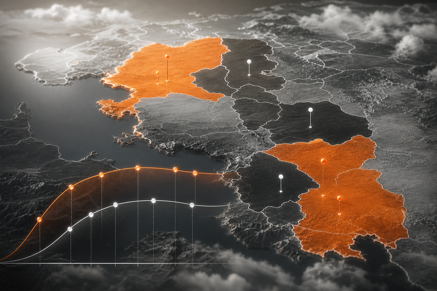 Orange and Black Performance Marketing Geographic Regions
