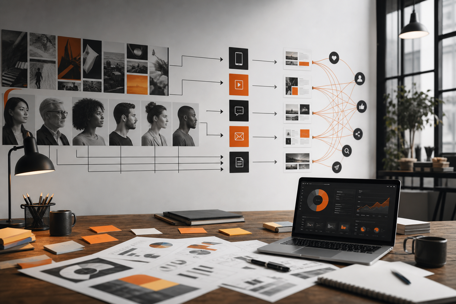 Orange and Black Content Strategy For Agencies planning board