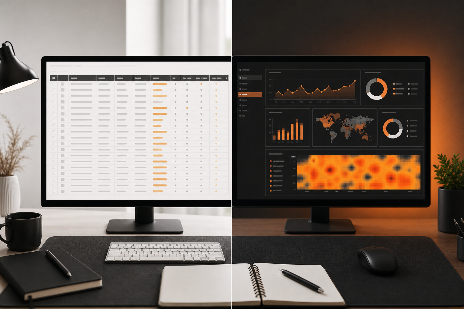 Orange and Black Content Audit Analytics Dashboard
