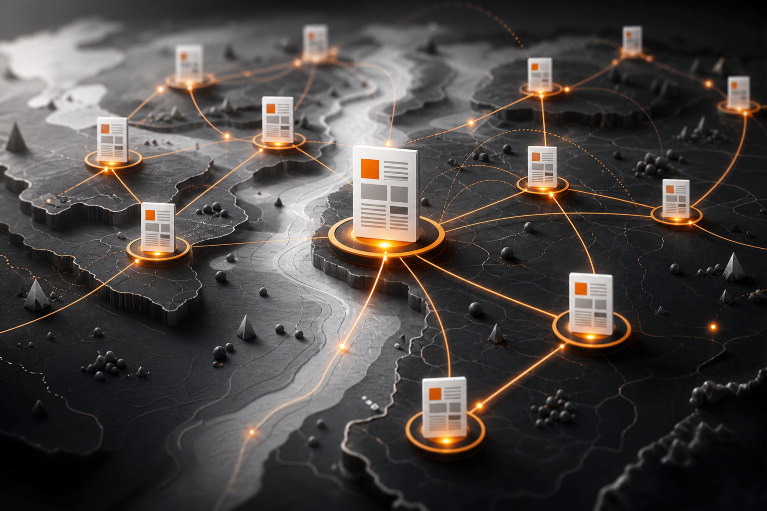 Orange and Black Internal Links Map