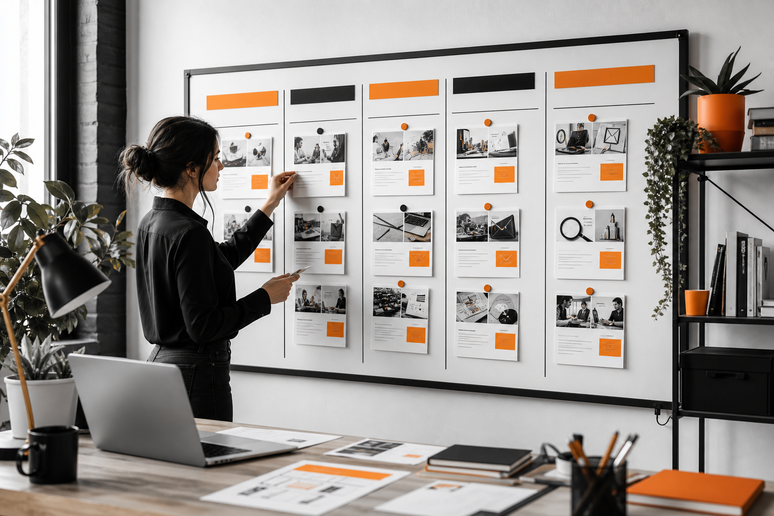 Orange and Black Content Marketing Services Execution board