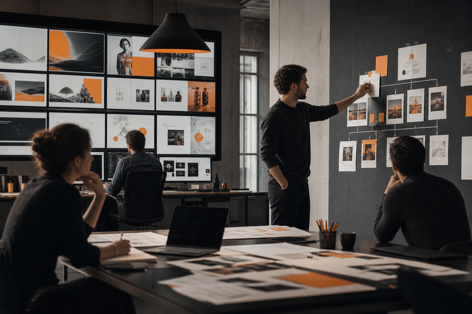 Orange and Black AI vs Human Creative strategist