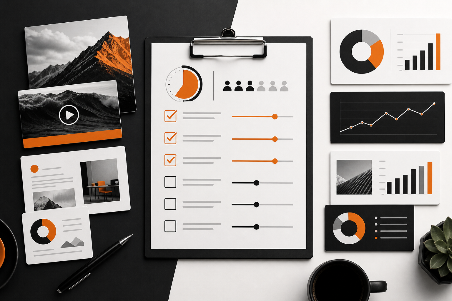 Orange and Black Content Marketing Agency Charts