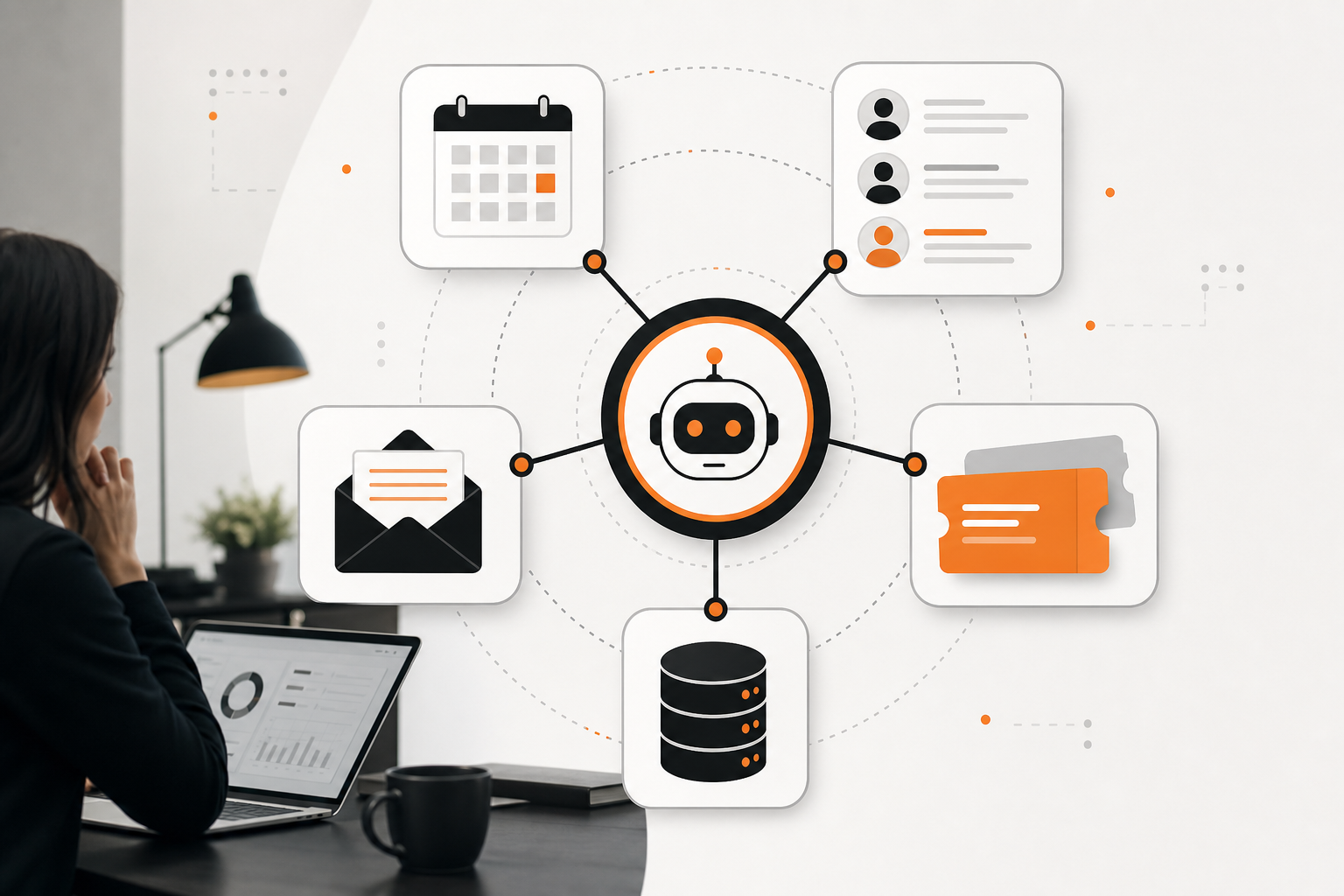 Orange and Black Agentic AI vs Generative AI Agent 