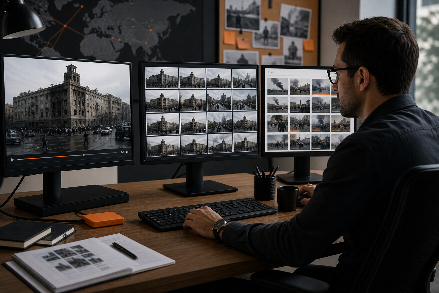 Orange and Black Reverse Video Search Workstation