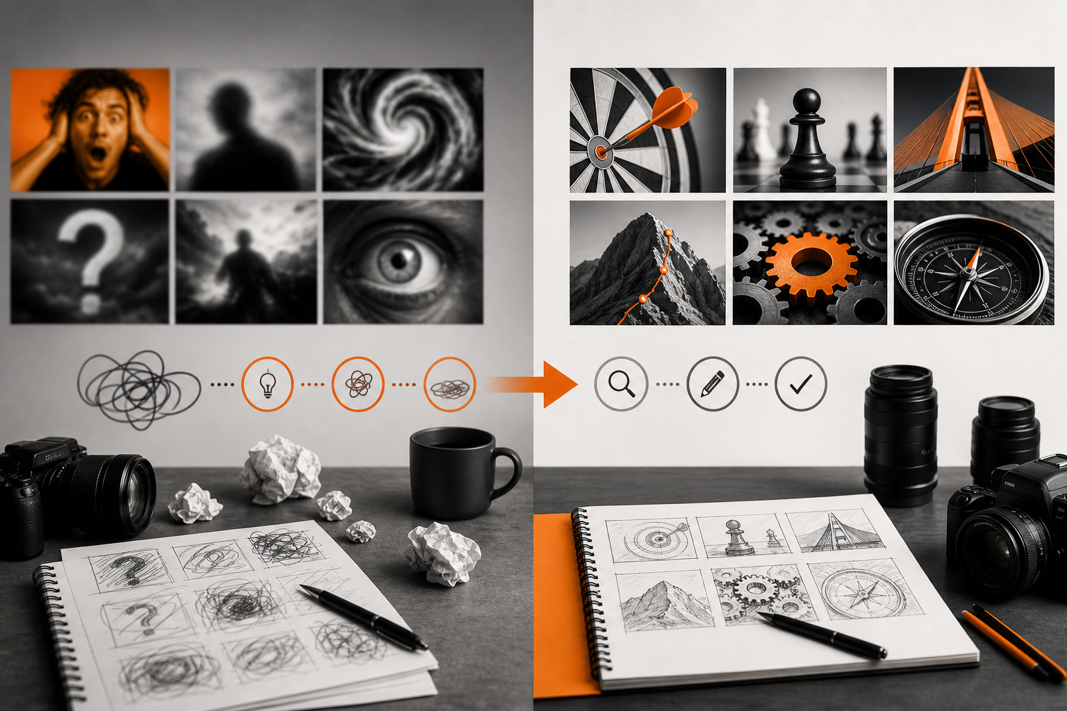 Orange and Black Clickbait Visual Comparison